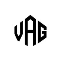 design de logotipo de letra vag com forma de polígono. polígono vag e design de logotipo em forma de cubo. modelo de logotipo de vetor vag hexágono cores brancas e pretas. monograma vag, logotipo de negócios e imóveis.
