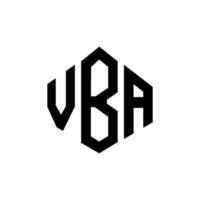 design de logotipo de letra vba com forma de polígono. vba polígono e design de logotipo em forma de cubo. modelo de logotipo de vetor hexágono vba cores brancas e pretas. monograma vba, logotipo de negócios e imóveis.