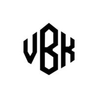 design de logotipo de carta vbk com forma de polígono. vbk polígono e design de logotipo em forma de cubo. vbk hexágono modelo de logotipo de vetor cores brancas e pretas. monograma vbk, logotipo de negócios e imóveis.