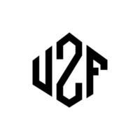 design de logotipo de letra uzf com forma de polígono. uzf polígono e design de logotipo em forma de cubo. modelo de logotipo de vetor hexágono uzf cores brancas e pretas. uzf monograma, logotipo de negócios e imóveis.