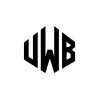 design de logotipo de letra uwb com forma de polígono. polígono uwb e design de logotipo em forma de cubo. modelo de logotipo de vetor hexágono uwb cores brancas e pretas. monograma uwb, logotipo de negócios e imóveis.