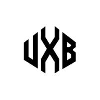 design de logotipo de letra uxb com forma de polígono. uxb polígono e design de logotipo em forma de cubo. uxb hexágono modelo de logotipo de vetor cores brancas e pretas. uxb monograma, logotipo de negócios e imóveis.