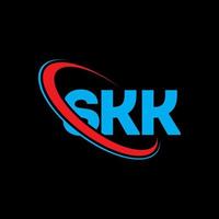 sk logotipo. carta kk. design de logotipo de carta skk. iniciais skk logotipo ligado com círculo e logotipo monograma maiúsculo. skk tipografia para marca de tecnologia, negócios e imóveis. vetor