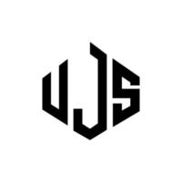 design de logotipo de letra ujs com forma de polígono. ujs polígono e design de logotipo em forma de cubo. modelo de logotipo de vetor hexágono ujs cores brancas e pretas. ujs monograma, logotipo de negócios e imóveis.