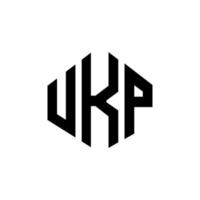 design de logotipo de carta ukp com forma de polígono. ukp polígono e design de logotipo em forma de cubo. modelo de logotipo de vetor hexágono ukp cores brancas e pretas. ukp monograma, logotipo de negócios e imóveis.