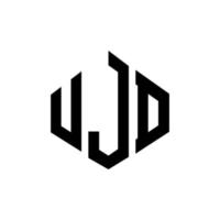 design de logotipo de letra ujd com forma de polígono. ujd polígono e design de logotipo em forma de cubo. modelo de logotipo de vetor hexágono ujd cores brancas e pretas. ujd monograma, logotipo de negócios e imóveis.