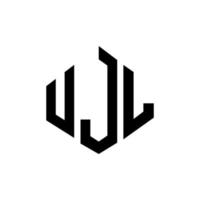 design de logotipo de letra ujl com forma de polígono. ujl polígono e design de logotipo em forma de cubo. modelo de logotipo de vetor hexágono ujl cores brancas e pretas. ujl monograma, logotipo de negócios e imóveis.
