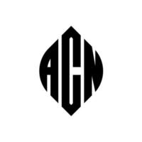 design de logotipo de carta de círculo acn com forma de círculo e elipse. letras de elipse acn com estilo tipográfico. as três iniciais formam um logotipo circular. acn círculo emblema abstrato monograma carta marca vetor. vetor