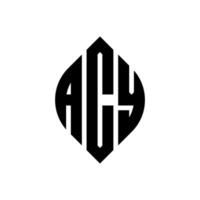 design de logotipo de carta de círculo acy com forma de círculo e elipse. letras de elipse acy com estilo tipográfico. as três iniciais formam um logotipo circular. acy círculo emblema abstrato monograma carta marca vetor. vetor