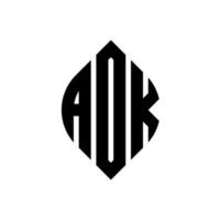 adk design de logotipo de carta círculo com forma de círculo e elipse. letras de elipse adk com estilo tipográfico. as três iniciais formam um logotipo circular. adk círculo emblema abstrato monograma carta marca vetor. vetor