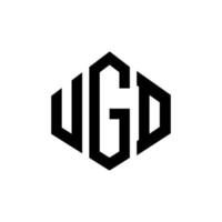 design de logotipo de carta ugd com forma de polígono. design de logotipo em forma de polígono e cubo ugd. ugd modelo de logotipo de vetor hexágono cores brancas e pretas. ugd monograma, logotipo de negócios e imóveis.