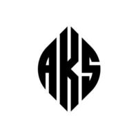 aks design de logotipo de carta círculo com forma de círculo e elipse. letras de elipse aks com estilo tipográfico. as três iniciais formam um logotipo circular. aks círculo emblema abstrato monograma carta marca vetor. vetor