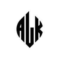 design de logotipo de carta de círculo alk com forma de círculo e elipse. letras de elipse alk com estilo tipográfico. as três iniciais formam um logotipo circular. alk círculo emblema abstrato monograma carta marca vetor. vetor