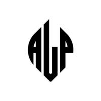 design de logotipo de carta de círculo alp com forma de círculo e elipse. letras de elipse alp com estilo tipográfico. as três iniciais formam um logotipo circular. Alp círculo emblema abstrato monograma carta marca vetor. vetor