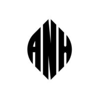 design de logotipo de carta de círculo anx com forma de círculo e elipse. letras de elipse anx com estilo tipográfico. as três iniciais formam um logotipo circular. Anx círculo emblema abstrato monograma carta marca vetor. vetor