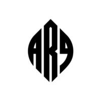 design de logotipo de carta de círculo arq com forma de círculo e elipse. letras de elipse arq com estilo tipográfico. as três iniciais formam um logotipo circular. arq círculo emblema abstrato monograma carta marca vetor. vetor