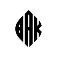 bak design de logotipo de carta círculo com forma de círculo e elipse. letras de elipse bak com estilo tipográfico. as três iniciais formam um logotipo circular. bak círculo emblema abstrato monograma carta marca vetor. vetor