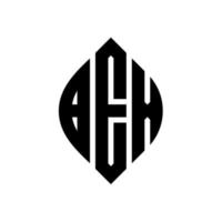 bex design de logotipo de carta de círculo com forma de círculo e elipse. letras de elipse bex com estilo tipográfico. as três iniciais formam um logotipo circular. Bex círculo emblema abstrato monograma carta marca vetor. vetor