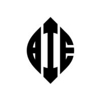 design de logotipo de carta de círculo bie com forma de círculo e elipse. letras de elipse bie com estilo tipográfico. as três iniciais formam um logotipo circular. bie círculo emblema abstrato monograma carta marca vetor. vetor