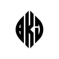 design de logotipo de letra de círculo bkj com forma de círculo e elipse. letras de elipse bkj com estilo tipográfico. as três iniciais formam um logotipo circular. bkj círculo emblema abstrato monograma carta marca vetor. vetor