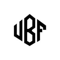 design de logotipo de carta ubf com forma de polígono. ubf polígono e design de logotipo em forma de cubo. modelo de logotipo de vetor hexágono ubf cores brancas e pretas. ubf monograma, logotipo de negócios e imóveis.