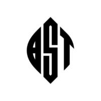 design de logotipo de letra de círculo bst com forma de círculo e elipse. letras de elipse bst com estilo tipográfico. as três iniciais formam um logotipo circular. bst círculo emblema abstrato monograma carta marca vetor. vetor