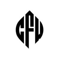 design de logotipo de carta de círculo cfw com forma de círculo e elipse. letras de elipse cfw com estilo tipográfico. as três iniciais formam um logotipo circular. cfw círculo emblema abstrato monograma carta marca vetor. vetor