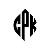 design de logotipo de carta de círculo cpk com forma de círculo e elipse. letras de elipse cpk com estilo tipográfico. as três iniciais formam um logotipo circular. cpk círculo emblema abstrato monograma carta marca vetor. vetor