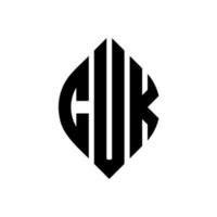 cuk design de logotipo de letra de círculo com forma de círculo e elipse. letras de elipse cuk com estilo tipográfico. as três iniciais formam um logotipo circular. cuk círculo emblema abstrato monograma carta marca vetor. vetor