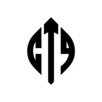 design de logotipo de letra de círculo ctq com forma de círculo e elipse. letras de elipse ctq com estilo tipográfico. as três iniciais formam um logotipo circular. ctq círculo emblema abstrato monograma carta marca vetor. vetor