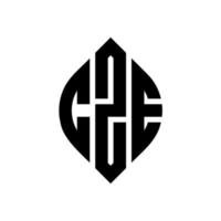 design de logotipo de carta de círculo cze com forma de círculo e elipse. letras de elipse cze com estilo tipográfico. as três iniciais formam um logotipo circular. cze círculo emblema abstrato monograma carta marca vetor. vetor