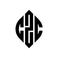 design de logotipo de letra de círculo czc com forma de círculo e elipse. letras de elipse czc com estilo tipográfico. as três iniciais formam um logotipo circular. czc círculo emblema abstrato monograma carta marca vetor. vetor
