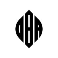 design de logotipo de letra de círculo dba com forma de círculo e elipse. letras de elipse dba com estilo tipográfico. as três iniciais formam um logotipo circular. dba círculo emblema abstrato monograma carta marca vetor. vetor