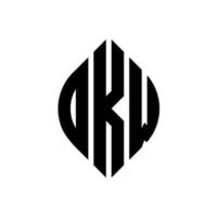 design de logotipo de letra de círculo dkw com forma de círculo e elipse. letras de elipse dkw com estilo tipográfico. as três iniciais formam um logotipo circular. dkw círculo emblema abstrato monograma carta marca vetor. vetor