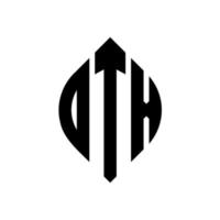 design de logotipo de letra de círculo dtx com forma de círculo e elipse. letras de elipse dtx com estilo tipográfico. as três iniciais formam um logotipo circular. dtx círculo emblema abstrato monograma carta marca vetor. vetor