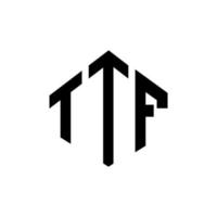 design de logotipo de letra ttf com forma de polígono. ttf polígono e design de logotipo em forma de cubo. modelo de logotipo de vetor hexágono ttf cores brancas e pretas. monograma ttf, logotipo de negócios e imóveis.