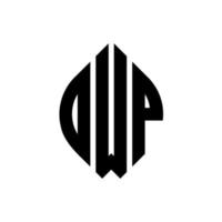 design de logotipo de carta de círculo dwp com forma de círculo e elipse. letras de elipse dwp com estilo tipográfico. as três iniciais formam um logotipo circular. dwp círculo emblema abstrato monograma carta marca vetor. vetor