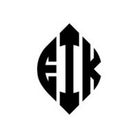 design de logotipo de carta de círculo eik com forma de círculo e elipse. letras de elipse eik com estilo tipográfico. as três iniciais formam um logotipo circular. eik círculo emblema abstrato monograma carta marca vetor. vetor