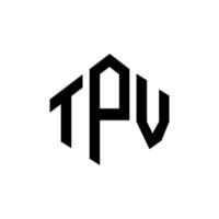 design de logotipo de carta tpv com forma de polígono. tpv polígono e design de logotipo em forma de cubo. modelo de logotipo de vetor hexágono tpv cores brancas e pretas. monograma tpv, logotipo comercial e imobiliário.