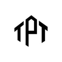 design de logotipo de carta tpt com forma de polígono. tpt polígono e design de logotipo em forma de cubo. modelo de logotipo de vetor hexágono tpt cores brancas e pretas. tpt monograma, logotipo de negócios e imóveis.