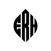 erh design de logotipo de carta de círculo com forma de círculo e elipse. letras de elipse erh com estilo tipográfico. as três iniciais formam um logotipo circular. erh círculo emblema abstrato monograma carta marca vetor. vetor