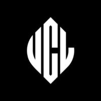 design de logotipo de carta de círculo ucl com forma de círculo e elipse. letras de elipse ucl com estilo tipográfico. as três iniciais formam um logotipo circular. ucl círculo emblema abstrato monograma carta marca vetor. vetor