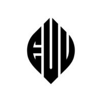 design de logotipo de carta de círculo evu com forma de círculo e elipse. letras de elipse evu com estilo tipográfico. as três iniciais formam um logotipo circular. evu círculo emblema abstrato monograma carta marca vetor. vetor