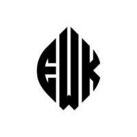 design de logotipo de carta de círculo ewk com forma de círculo e elipse. ewk letras de elipse com estilo tipográfico. as três iniciais formam um logotipo circular. ewk círculo emblema abstrato monograma carta marca vetor. vetor