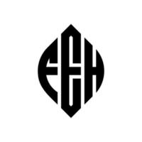 design de logotipo de carta de círculo feh com forma de círculo e elipse. letras de elipse feh com estilo tipográfico. as três iniciais formam um logotipo circular. feh círculo emblema abstrato monograma carta marca vetor. vetor