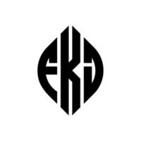 design de logotipo de carta de círculo fkj com forma de círculo e elipse. letras de elipse fkj com estilo tipográfico. as três iniciais formam um logotipo circular. fkj círculo emblema abstrato monograma carta marca vetor. vetor