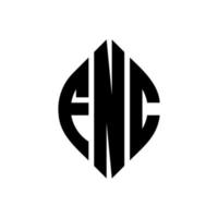 design de logotipo de carta de círculo fnc com forma de círculo e elipse. letras de elipse fnc com estilo tipográfico. as três iniciais formam um logotipo circular. fnc círculo emblema abstrato monograma carta marca vetor. vetor