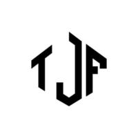 design de logotipo de letra tjf com forma de polígono. tjf polígono e design de logotipo em forma de cubo. modelo de logotipo de vetor hexágono tjf cores brancas e pretas. tjf monograma, logotipo de negócios e imóveis.