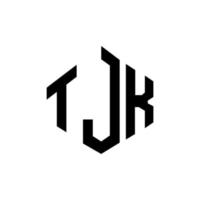 design de logotipo de letra tjk com forma de polígono. tjk polígono e design de logotipo em forma de cubo. tjk modelo de logotipo de vetor hexágono cores brancas e pretas. tjk monograma, logotipo de negócios e imóveis.
