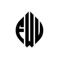 design de logotipo de letra de círculo fwu com forma de círculo e elipse. letras de elipse fwu com estilo tipográfico. as três iniciais formam um logotipo circular. fwu círculo emblema abstrato monograma carta marca vetor. vetor